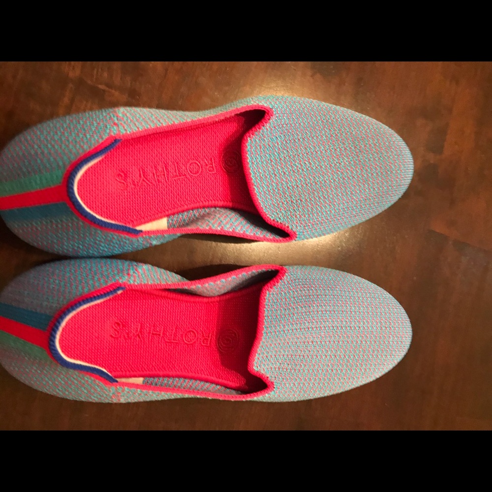 Rothy’s loafer blue triple stitch